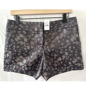 Ann Taylor Loft Purple Botanic Riviera Shorts Size 4 NWT Dressy Brocade Jacquard